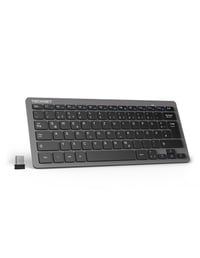 Tenká bezdrôtová klávesnica TECKNET, QWERTZ, 78 klávesov, Nano USB – sivá 1