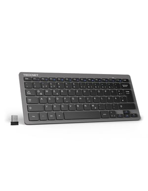 TECKNET tanka bežična tipkovnica, QWERTZ, 78 tipki, Nano USB - siva
