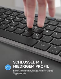 TECKNET Slim Wireless Billentyűzet QWERTZ Német Kiosztás 2.4GHz Nano USB 8