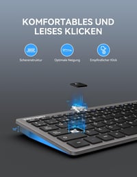 TECKNET Slim Wireless Billentyűzet QWERTZ Német Kiosztás 2.4GHz Nano USB 3