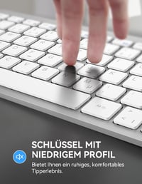 TECKNET Slim Wireless Billentyűzet QWERTZ Német Kiosztás 2.4GHz Nano USB Ezüst 8