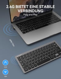 TECKNET Slim Wireless Billentyűzet QWERTZ Német Kiosztás 2.4GHz Nano USB 2