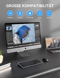 TECKNET Slim Wireless Billentyűzet QWERTZ Német Kiosztás 2.4GHz Nano USB 6