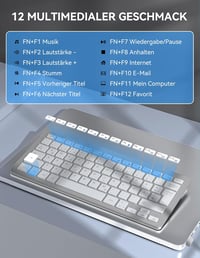 TECKNET Slim Wireless Billentyűzet QWERTZ Német Kiosztás 2.4GHz Nano USB Ezüst 5
