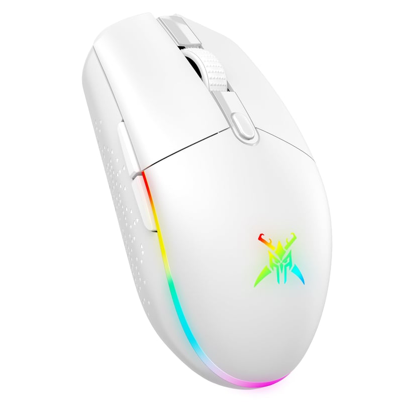 Bezdrôtová herná myš TECKNET TK-GM001, RGB, 8000 DPI, 72 g, nabíjateľná – biela