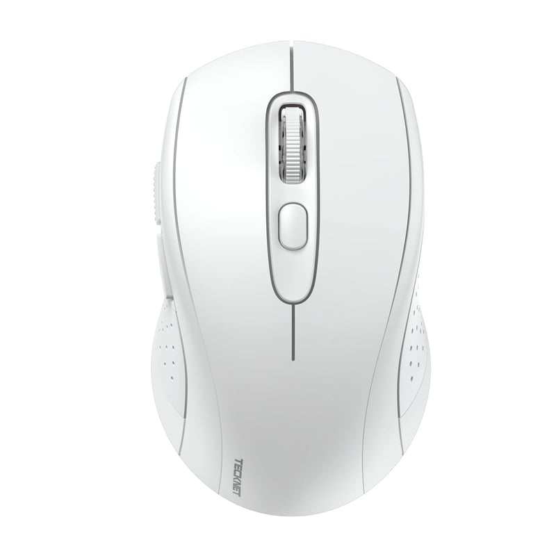 Bezdrôtová myš TECKNET Tri-Mode Bluetooth, 4000 DPI, ergonomická – biela