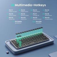 TECKNET Újratölthető Mini Bluetooth Billentyűzet - 3 Eszköz Váltás (2.4G + 2BT), QWERTZ, MacOS/iOS/Windows/Linux/Android Kompatibilis, Szürk 7