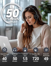 TECKNET V5.2 Bluetooth fejhallgató zajszűréssel, 50+ órás akkumulátor 6