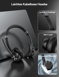 TECKNET V5.2 Bluetooth fejhallgató zajszűréssel, 50+ órás akkumulátor 2