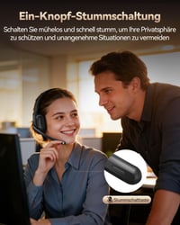 TECKNET V5.2 Bluetooth slúchadlá s mikrofónom, USB dongle, ENC potlačenie šumu, nabíjacia stanica, bezdrôtové on-ear slúchadlá pre kancelárske použitie a call centrá 6