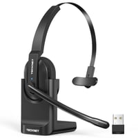 TECKNET V5.2 Bluetooth slúchadlá s mikrofónom, USB dongle, ENC potlačenie šumu, nabíjacia stanica, bezdrôtové on-ear slúchadlá pre kancelárske použitie a call centrá 1