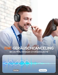 TECKNET V6.0 Bluetooth headset s mikrofónom, bezdrôtové slúchadlá s potlačením hluku ENC, USB-A prijímač, výdrž batérie 40+ hodín, pre vodičov kamiónov a call centrá 3