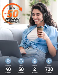 TECKNET V6.0 Bluetooth headset s mikrofónom, bezdrôtové slúchadlá s potlačením hluku ENC, USB-A prijímač, výdrž batérie 40+ hodín, pre vodičov kamiónov a call centrá 2