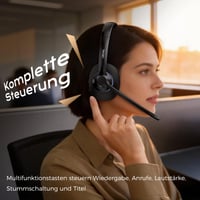 Bezdrôtové slúchadlá TECKNET V6.0 s mikrofónom, AI potlačením hluku, USB-A, výdrž batérie 50+ hodín, pre kanceláriu/kamionistov/call centrá 6