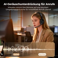Bezdrôtové slúchadlá TECKNET V6.0 s mikrofónom, AI potlačením hluku, USB-A, výdrž batérie 50+ hodín, pre kanceláriu/kamionistov/call centrá 3