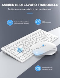 TECKNET Vezeték Nélküli Billentyűzet és Egér Szett - Olasz QWERTY Kiosztás, 2.4G Technológia, 12 Multimédiás Gyorsgomb, USB Nano Vevőegység, 4