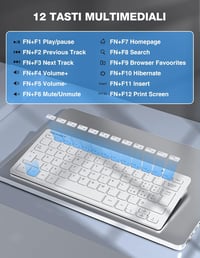 TECKNET Vezeték Nélküli Billentyűzet és Egér Szett - Olasz QWERTY Kiosztás, 2.4G Technológia, 12 Multimédiás Gyorsgomb, USB Nano Vevőegység, 5