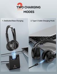 TECKNET V5.3 Bluetooth headset AI zajszűrős mikrofonnal, USB dongle és töltőállomással, 55+ óra akkumulátor 7