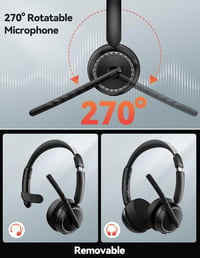 TECKNET V5.3 Bluetooth headset AI zajszűrős mikrofonnal, USB dongle és töltőállomással, 55+ óra akkumulátor 2