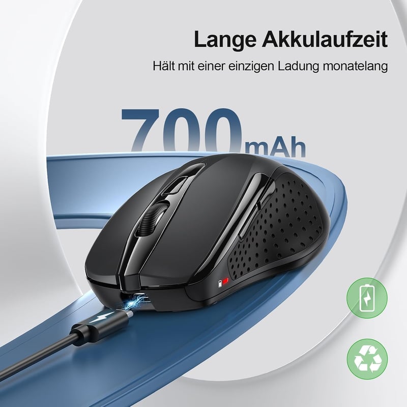 TECKNET Vezeték nélküli Egér Töltöthető 4800 DPI Csendes Optikai Számítógép Egér