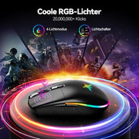 TECKNET Vezeték Nélküli Gamer Egér, 8000 DPI, RGB Világítás, 6 Programozható Gomb, 72g Könnyű, 100 Órás Akkumulátor, Kettős Csatlakozás 6