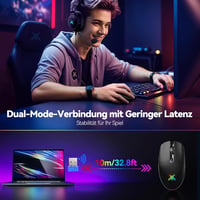 TECKNET Vezeték Nélküli Gamer Egér, 8000 DPI, RGB Világítás, 6 Programozható Gomb, 72g Könnyű, 100 Órás Akkumulátor, Kettős Csatlakozás 2