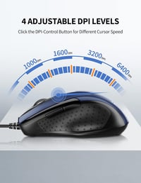 TECKNET Vezetékes Ergonomikus Egér 6 Gombbal DPI Szabályozással 2