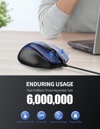 TECKNET Vezetékes Ergonomikus Egér 6 Gombbal DPI Szabályozással 5