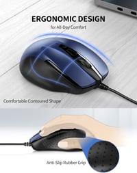 TECKNET Vezetékes Ergonomikus Egér 6 Gombbal DPI Szabályozással 4