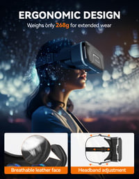 TECKNET VR okuliare pre smartfóny, 3D headset pre virtuálnu realitu, 110° FOV, filter modrého svetla, pre telefóny iPhone Samsung Android s uhlopriečkou 4,7 – 7,2 palca, čierne 4