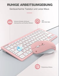 TECKNET Wireless Billentyűzet és Egér Szett, Német QWERTZ, 2.4 GHz, Rózsaszín 3
