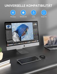 TECKNET Wireless Billentyűzet és Egér Szett, Német QWERTZ, 2.4 GHz, 15m Hatótáv, PC/Laptop/TV 8