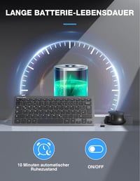 TECKNET Wireless Billentyűzet és Egér Szett, Német QWERTZ, 2.4 GHz, 15m Hatótáv, PC/Laptop/TV 5