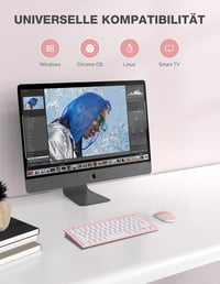 TECKNET Wireless Billentyűzet és Egér Szett, Német QWERTZ, 2.4 GHz, Rózsaszín 8
