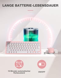 TECKNET Wireless Billentyűzet és Egér Szett, Német QWERTZ, 2.4 GHz, Rózsaszín 5