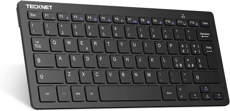 TECKNET Wireless Billentyűzet QWERTY Olasz Layout, PC és Android TV-hez, Hosszú Akkumulátor Élettartam
