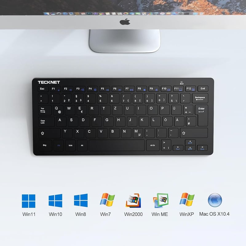 TECKNET Wireless Billentyűzet QWERTY Olasz Layout, PC és Android TV-hez, Hosszú Akkumulátor Élettartam