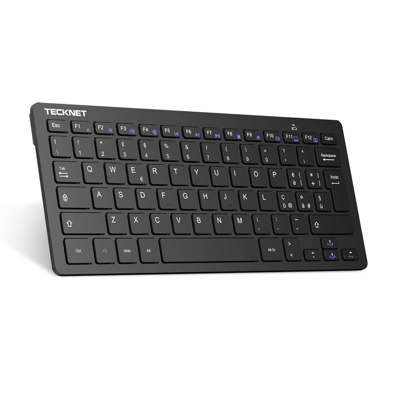 Bezdrôtová klávesnica TECKNET s talianskym rozložením QWERTY pre PC a Android TV, s dlhou výdržou batérie