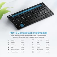 TECKNET Wireless Billentyűzet QWERTY Olasz Layout, PC és Android TV-hez, Hosszú Akkumulátor Élettartam 2
