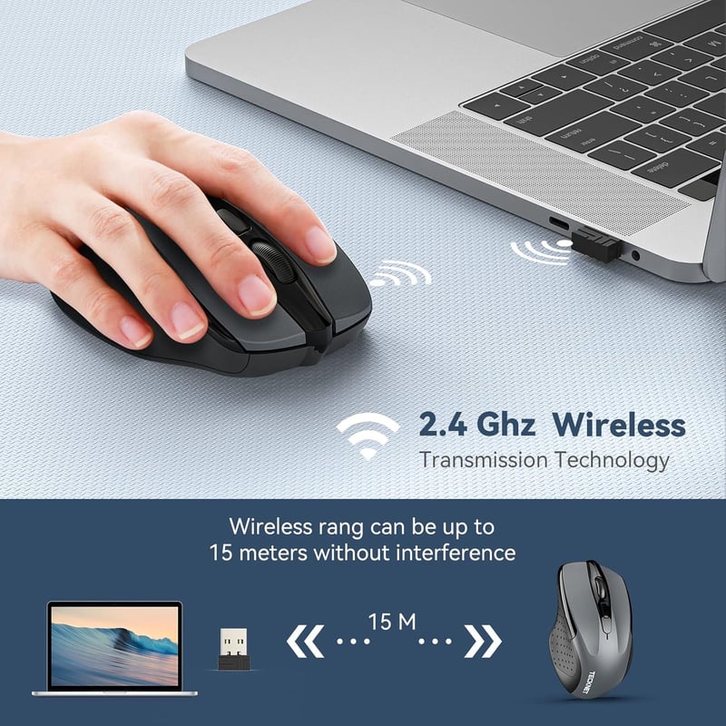 TECKNET Wireless egér 2.4G 2600 DPI 6 gomb nano vevővel 24 hónapos akkumulátor