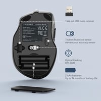 TECKNET Wireless egér 2.4G 2600 DPI 6 gomb nano vevővel 24 hónapos akkumulátor 8