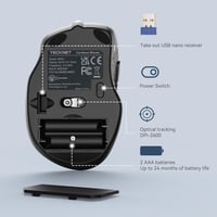 TECKNET Wireless egér 2.4G 2600 DPI 6 gomb nano vevővel lila 6