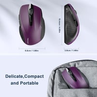 TECKNET Wireless egér 2.4G 2600 DPI 6 gomb nano vevővel lila 8