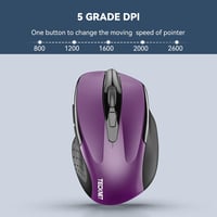 TECKNET Wireless egér 2.4G 2600 DPI 6 gomb nano vevővel lila 3
