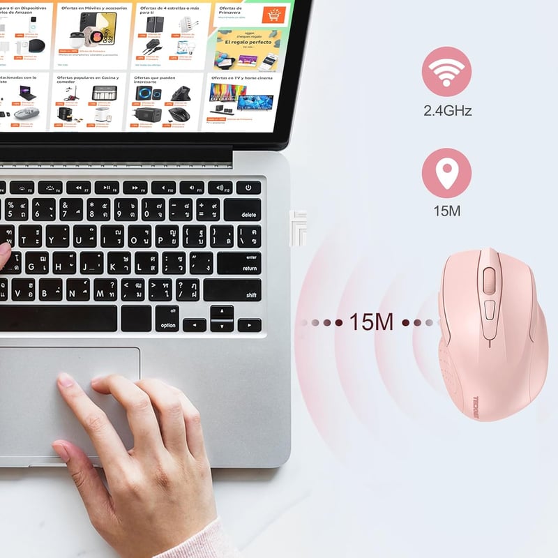 TECKNET Wireless egér 2.4G 4000 DPI 6 gomb nano vevővel PC laptop Mac