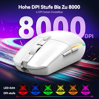 TECKNET Wireless Gaming Egér RGB 2.4G 8000 DPI Újratölthető Ultralight 5
