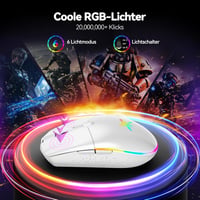 TECKNET Wireless Gaming Egér RGB 2.4G 8000 DPI Újratölthető Ultralight 6