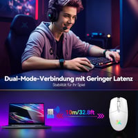 TECKNET Wireless Gaming Egér RGB 2.4G 8000 DPI Újratölthető Ultralight 2