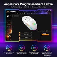 TECKNET Wireless Gaming Egér RGB 2.4G 8000 DPI Újratölthető Ultralight 4