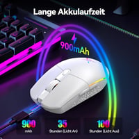 TECKNET Wireless Gaming Egér RGB 2.4G 8000 DPI Újratölthető Ultralight 3